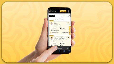 3. A hand grips a smartphone on a yellow background, highlighting the app's design and functionality.
